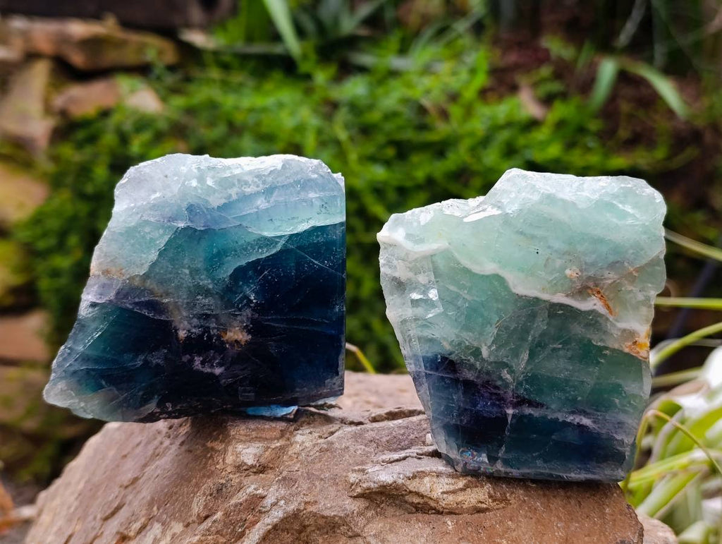 Polished On One Side Watermelon Fluorite x 6 From Uis, Namibia - Toprock Gemstones and Minerals 