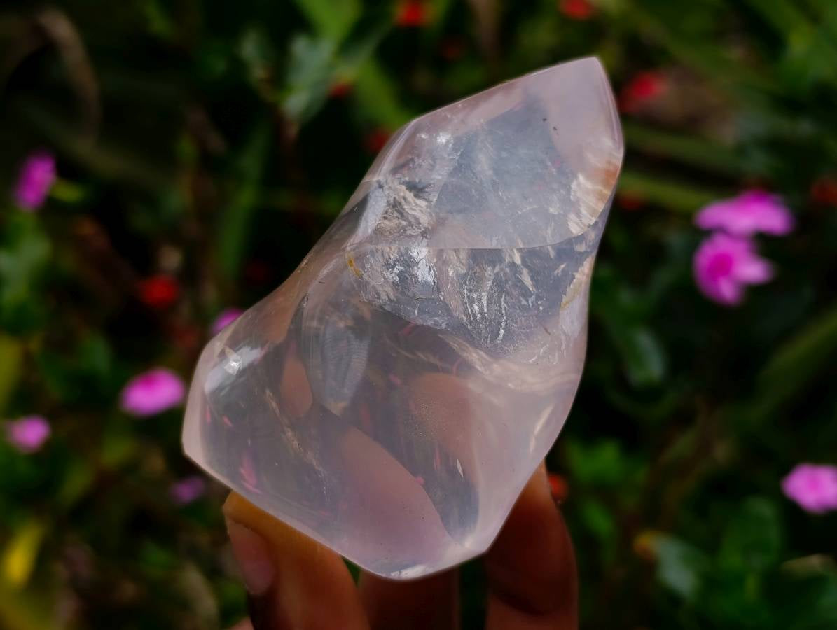 Polished Mixed Pearl Girasol Quartz Flame, Hearts, Sphere x 6 From Ambatondrazaka, Madagascar - Toprock Gemstones and Minerals 