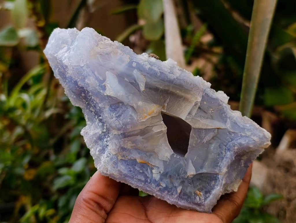 Natural Etched Blue Chalcedony Geodes x 3 From Nsanje, Malawi - Toprock Gemstones and Minerals 