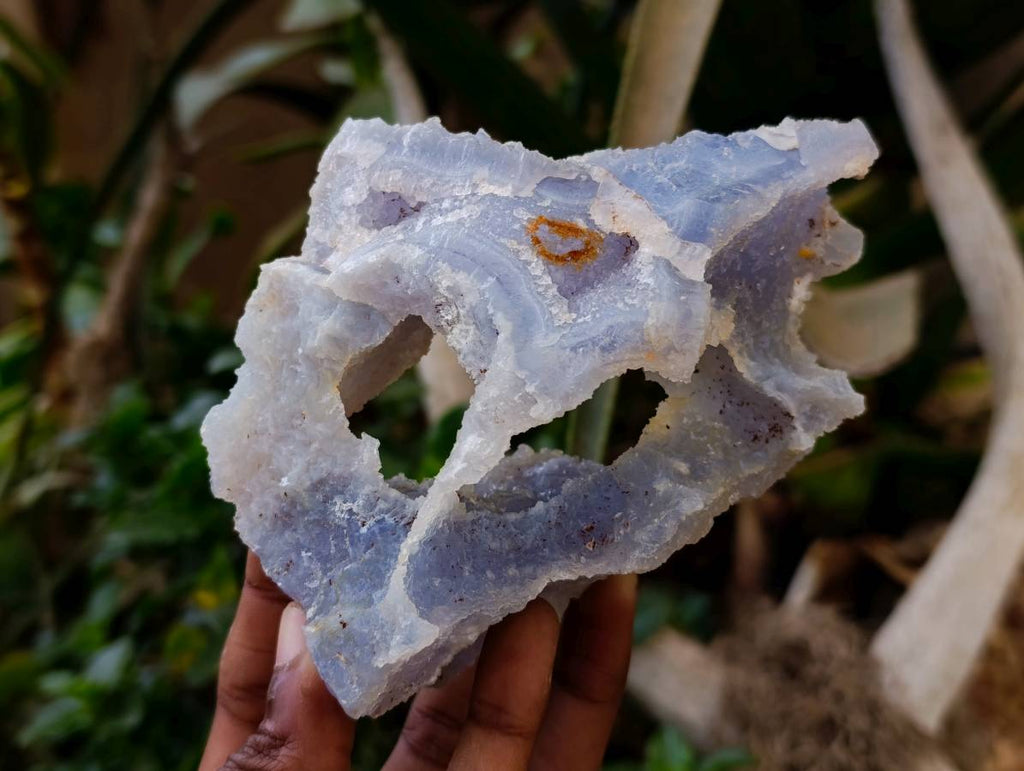 Natural Etched Blue Chalcedony Geodes x 3 From Nsanje, Malawi - Toprock Gemstones and Minerals 