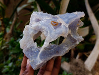 Natural Etched Blue Chalcedony Geodes x 3 From Nsanje, Malawi