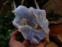 Natural Etched Blue Chalcedony Geodes x 3 From Nsanje, Malawi