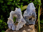 Natural Etched Blue Chalcedony Geodes x 3 From Nsanje, Malawi - Toprock Gemstones and Minerals 
