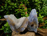 Natural Etched Blue Chalcedony Geodes x 3 From Nsanje, Malawi