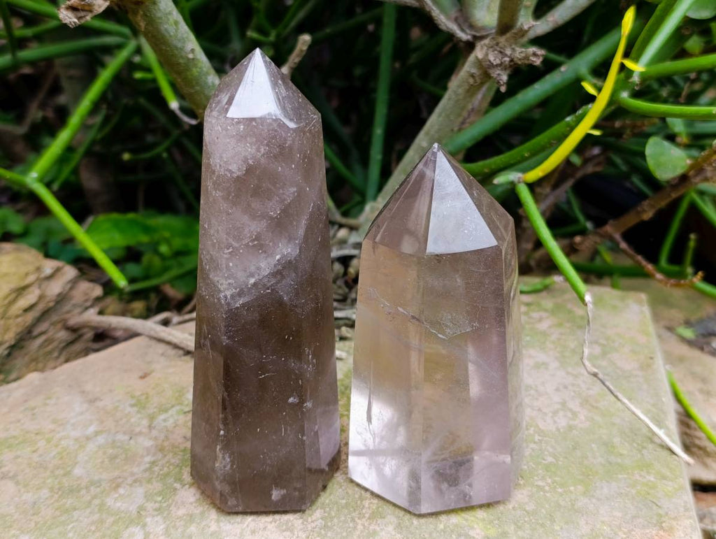 Polished Smokey Quartz Crystals x 3 From Madagascar - Toprock Gemstones and Minerals 