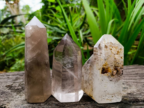 Polished Smokey Quartz Crystals x 3 From Madagascar