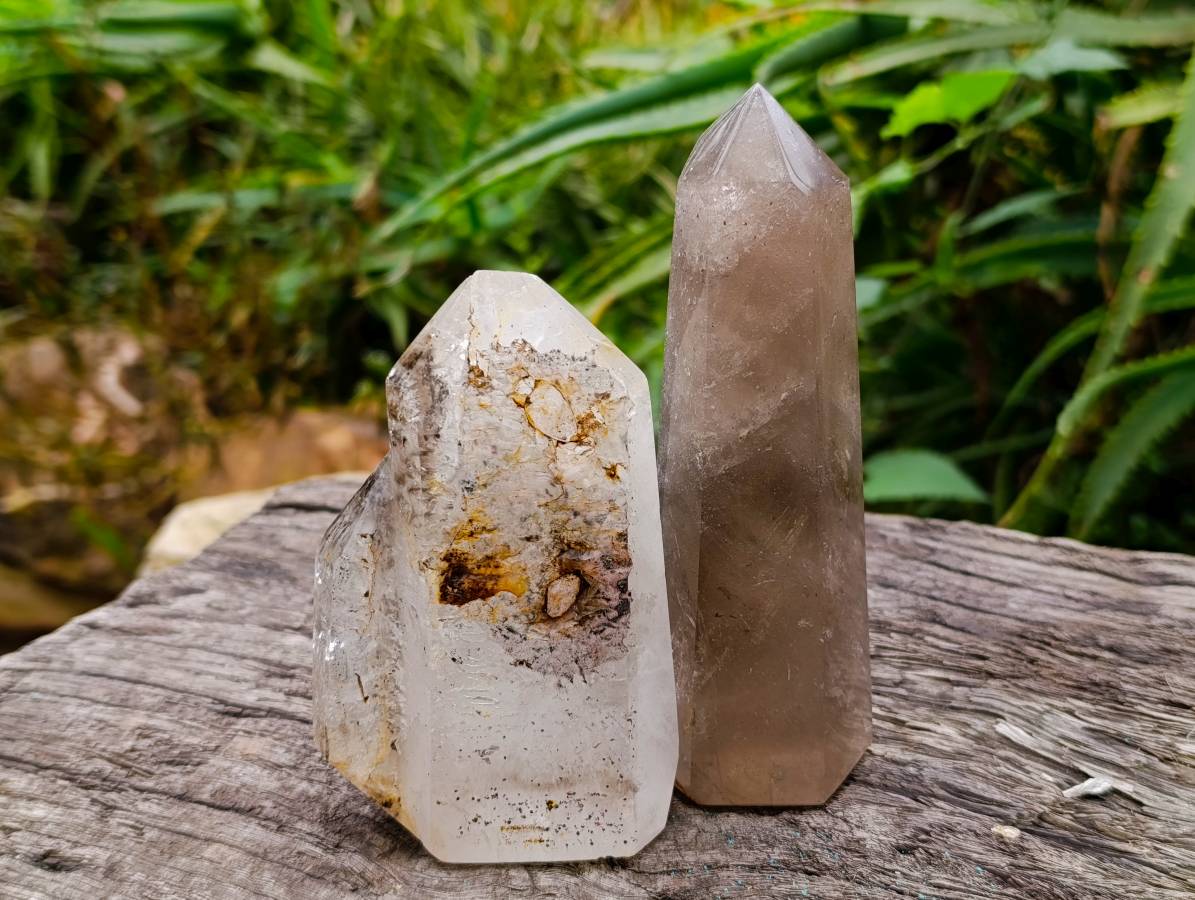 Polished Smokey Quartz Crystals x 3 From Madagascar - Toprock Gemstones and Minerals 