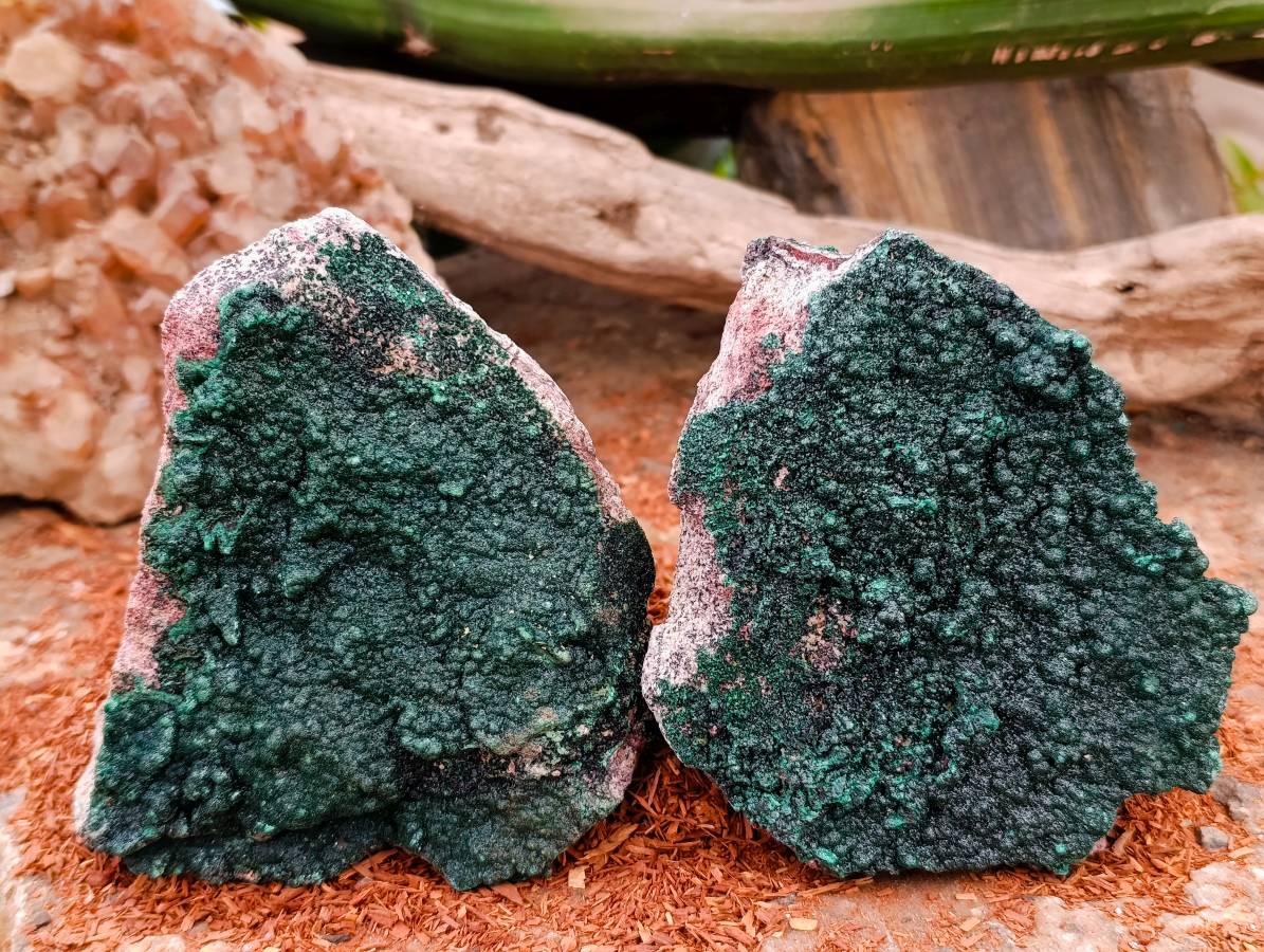 Natural Crystalline Malachite Specimens x 2 From Tenke Fungurume, Congo - Toprock Gemstones and Minerals 