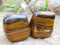 Polished Golden Tigers Eye With Banded Tiger Iron Free Forms x 6 From South Africa
