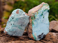 Natural Drusy Coated Chrysocolla With Malachite Specimens x 6 From Lupoto Mine, Congo