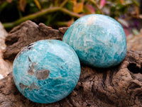 Polished Amazonite Palm Stones x 12 From Madagascar
