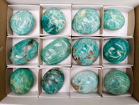 Polished Amazonite Palm Stones x 12 From Madagascar