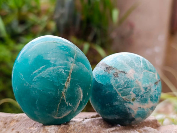 Polished Amazonite Palm Stones x 12 From Madagascar