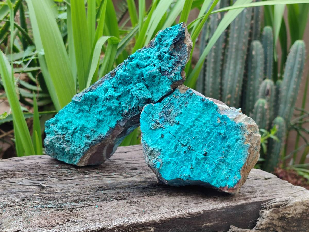 Natural Silica Coated Chrysocolla Specimens x 3 From Lupoto Mine, Congo - Toprock Gemstones and Minerals 