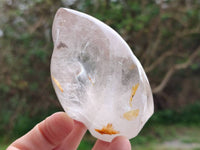 Polished Pearl Girasol Quartz Standing Free Forms, Hearts And Flame x 6 From Ambatondrazaka, Madagascar