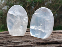 Polished Pearl Girasol Quartz Standing Free Forms, Hearts And Flame x 6 From Ambatondrazaka, Madagascar