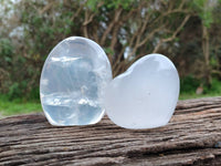 Polished Pearl Girasol Quartz Standing Free Forms, Hearts And Flame x 6 From Ambatondrazaka, Madagascar
