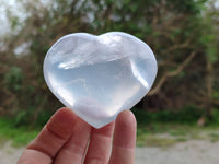 Polished Pearl Girasol Quartz Standing Free Forms, Hearts And Flame x 6 From Ambatondrazaka, Madagascar