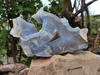 Natural Large Etched Blue Chalcedony Geode x 1 From Nsanje, Malawi