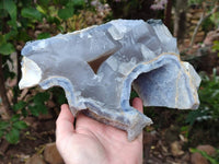 Natural Large Etched Blue Chalcedony Geode x 1 From Nsanje, Malawi