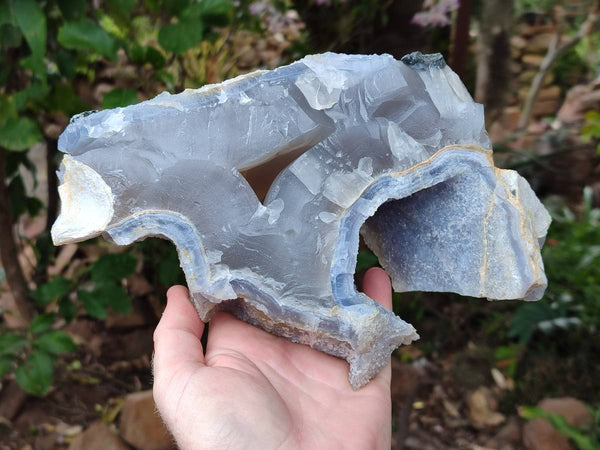 Natural Large Etched Blue Chalcedony Geode x 1 From Nsanje, Malawi