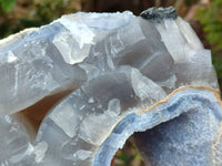 Natural Large Etched Blue Chalcedony Geode x 1 From Nsanje, Malawi