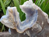 Natural Large Etched Blue Chalcedony Geode x 1 From Nsanje, Malawi