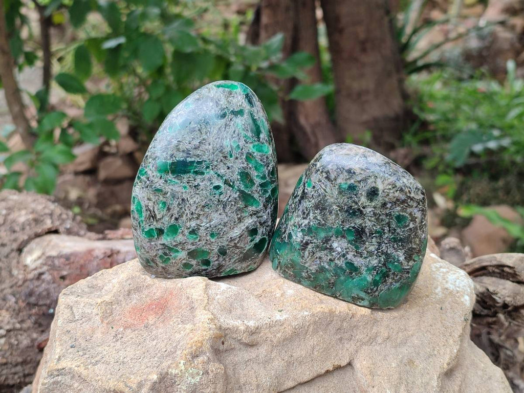 Polished Emerald Mica 'Mutokolite' Standing Free Forms x 5 From Mutoko, Zimbabwe - Toprock Gemstones and Minerals 