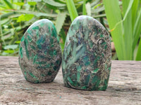Polished Emerald Mica 'Mutokolite' Standing Free Forms x 5 From Mutoko, Zimbabwe