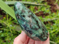 Polished Emerald Mica 'Mutokolite' Standing Free Forms x 5 From Mutoko, Zimbabwe