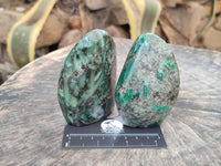 Polished Emerald Mica 'Mutokolite' Standing Free Forms x 5 From Mutoko, Zimbabwe