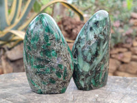Polished Emerald Mica 'Mutokolite' Standing Free Forms x 5 From Mutoko, Zimbabwe