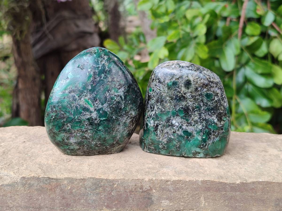 Polished Emerald Mica 'Mutokolite' Standing Free Forms x 5 From Mutoko, Zimbabwe - Toprock Gemstones and Minerals 