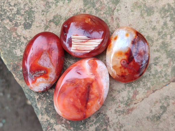 Polished Carnelian Agate Gemstone Galets x 20 From Madagascar