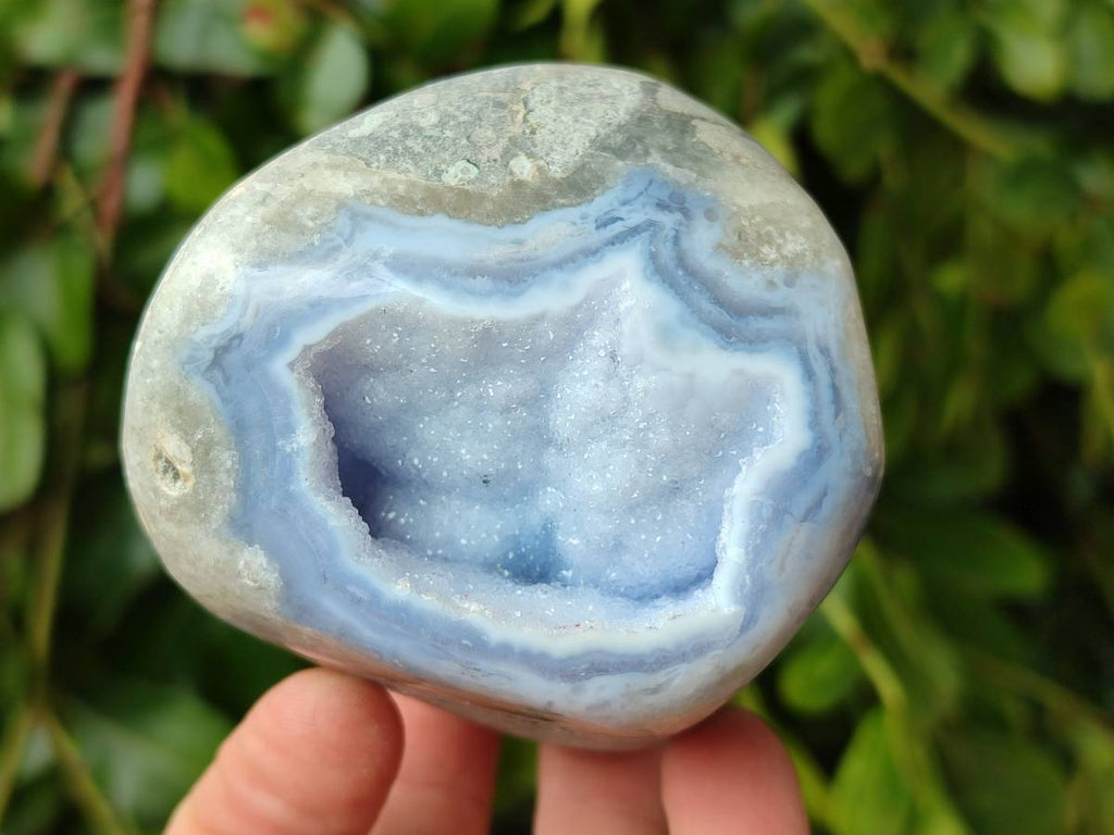 Polished Blue Lace Agate Standing Free Forms x 3 From Nsanje, Malawi - Toprock Gemstones and Minerals 