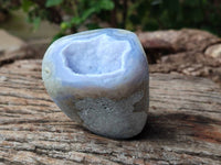 Polished Blue Lace Agate Standing Free Forms x 3 From Nsanje, Malawi