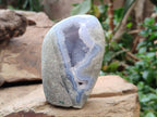Polished Blue Lace Agate Standing Free Forms x 3 From Nsanje, Malawi - Toprock Gemstones and Minerals 