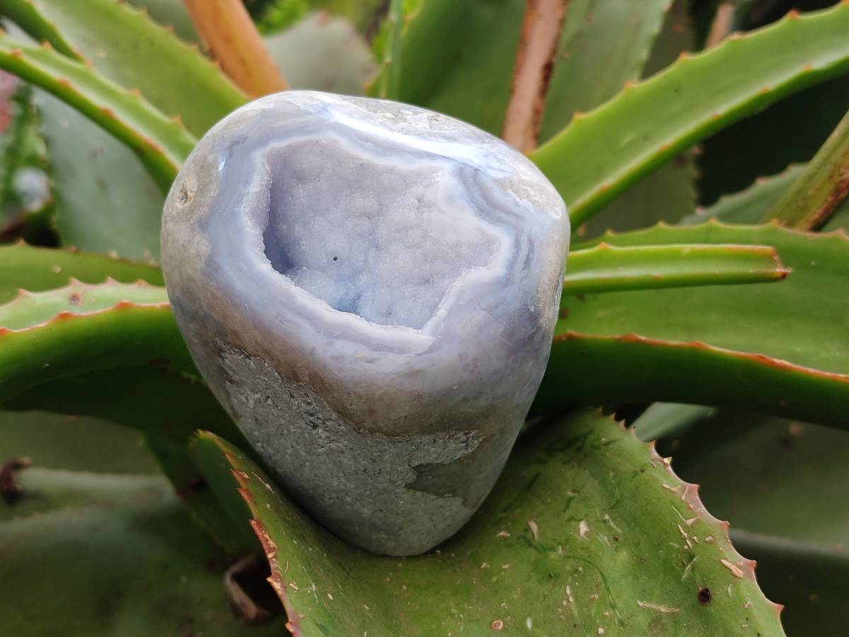 Polished Blue Lace Agate Standing Free Forms x 3 From Nsanje, Malawi - Toprock Gemstones and Minerals 