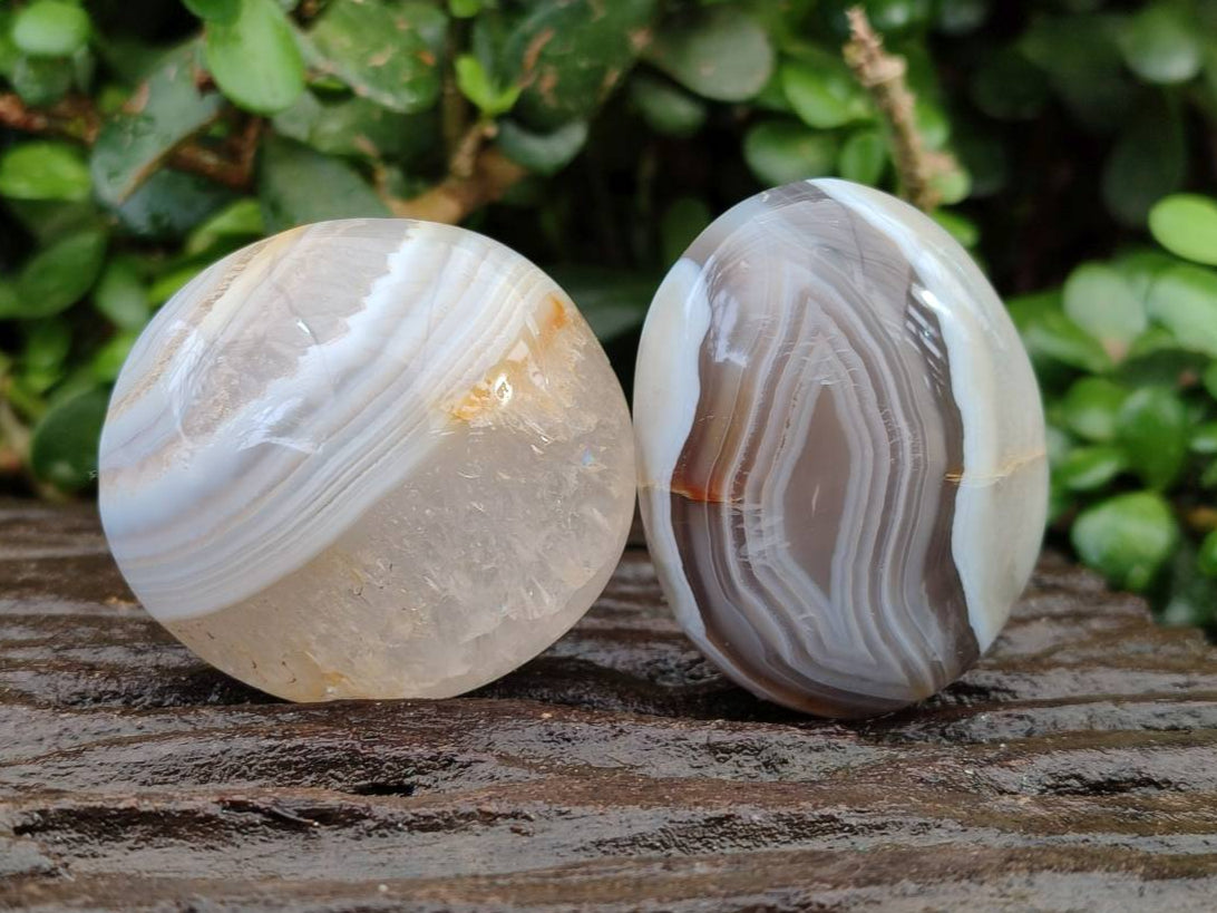 Polished Banded Agate Galets x 12 From Madagascar - Toprock Gemstones and Minerals 