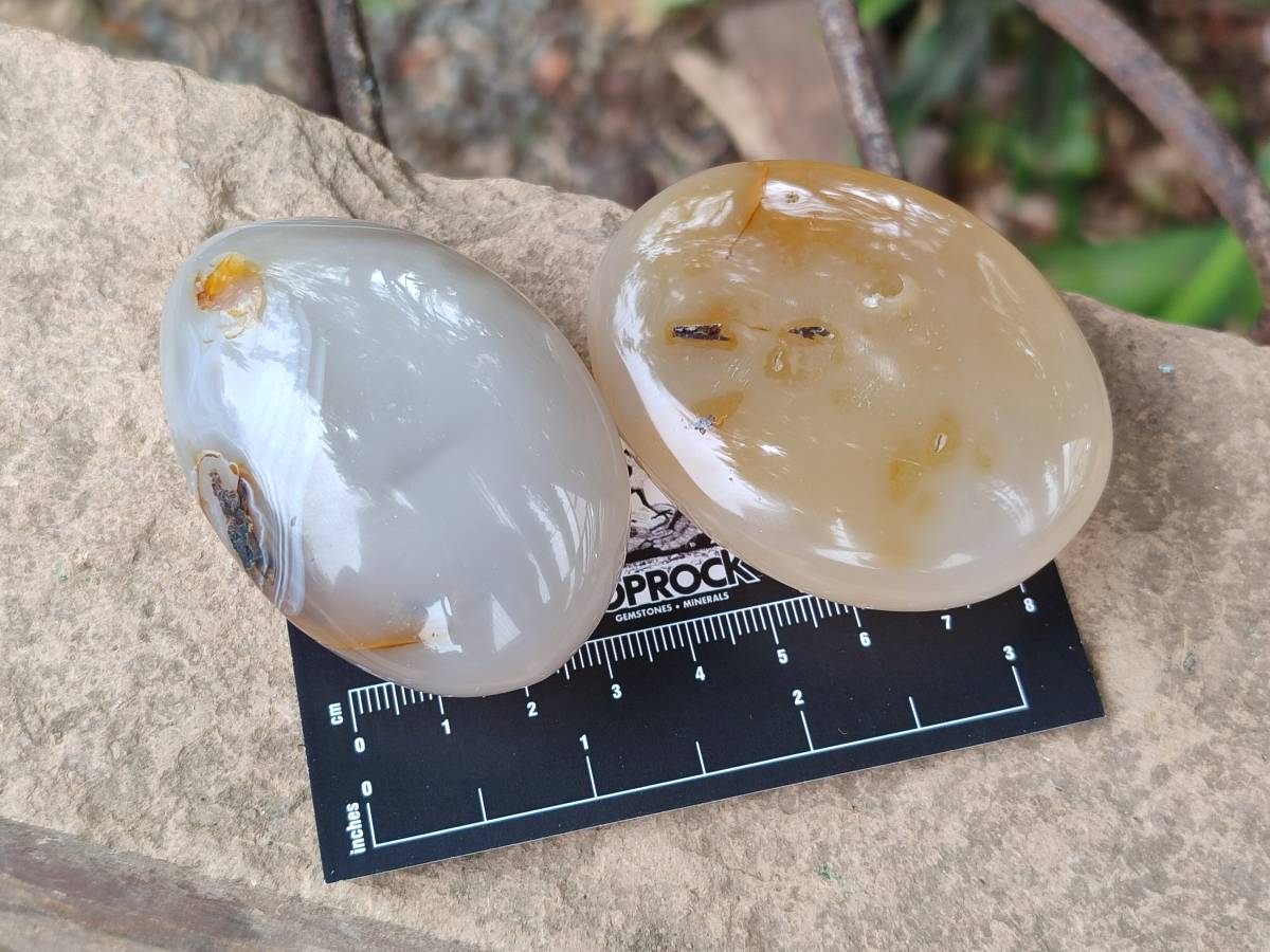 Polished Banded Agate Galets x 12 From Madagascar - Toprock Gemstones and Minerals 