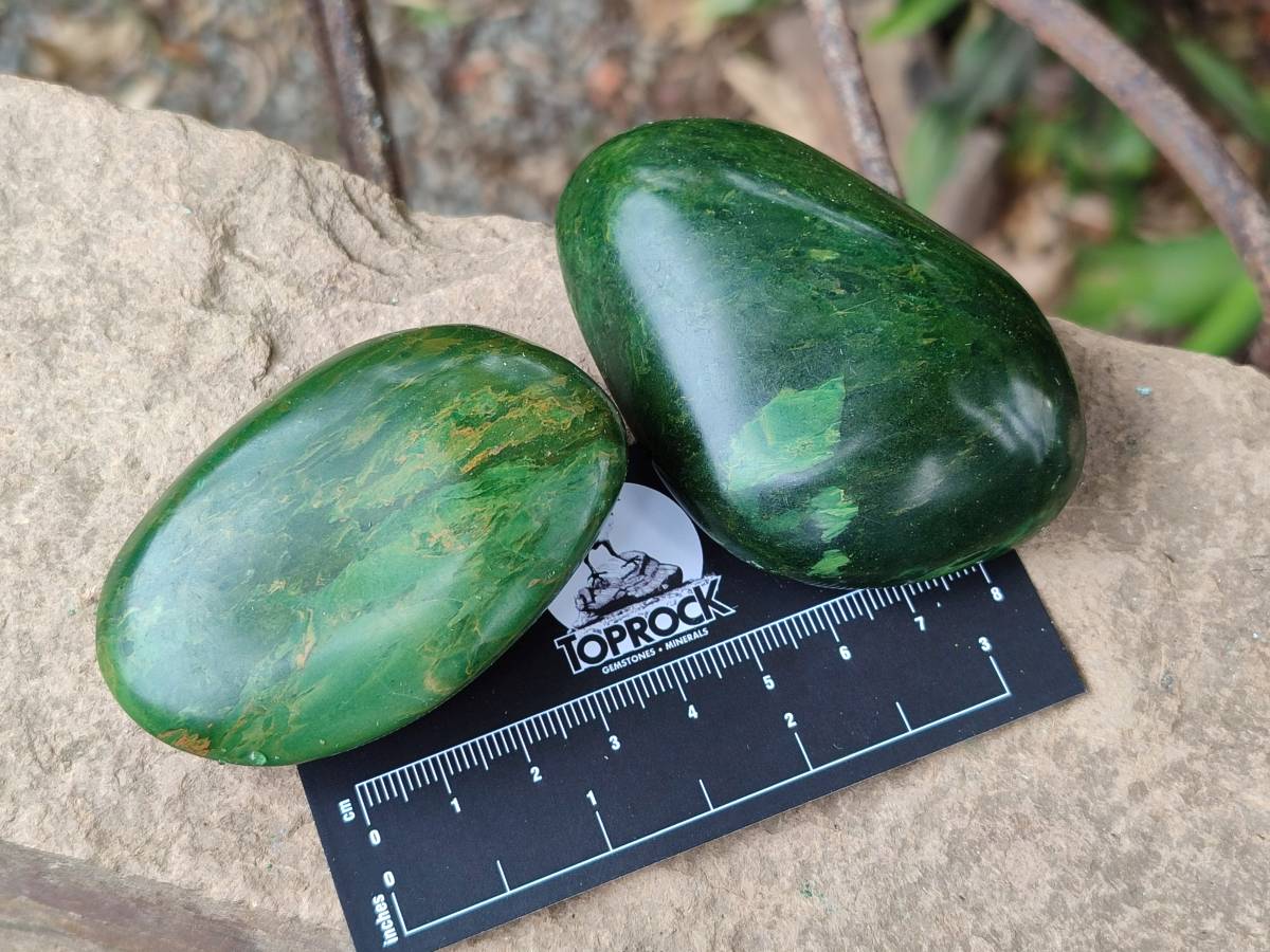Polished Large Verdite Palm Stones x 12 From Zimbabwe - Toprock Gemstones and Minerals 
