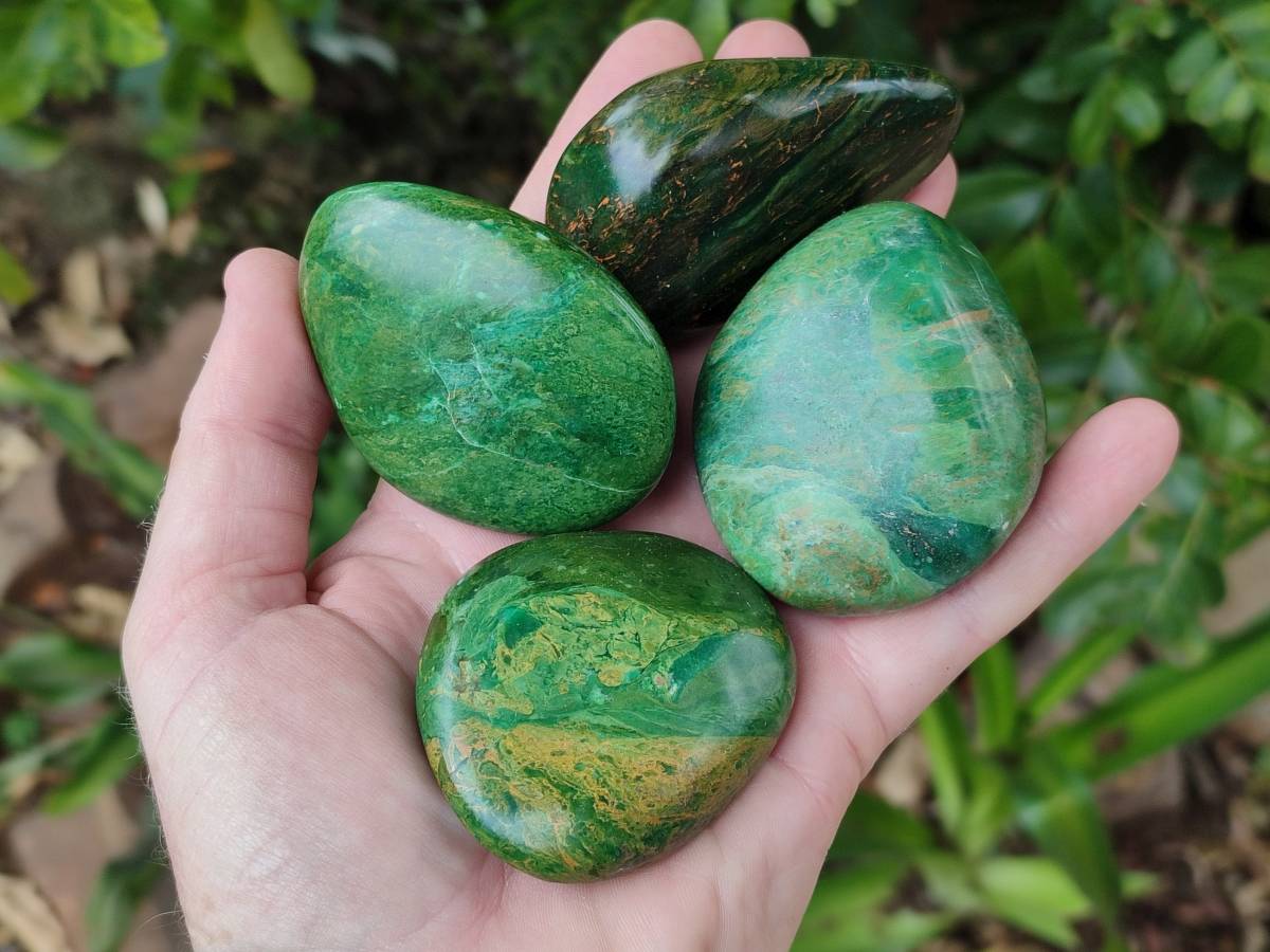 Polished Large Verdite Palm Stones x 12 From Zimbabwe - Toprock Gemstones and Minerals 