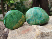 Polished Large Verdite Palm Stones x 12 From Zimbabwe