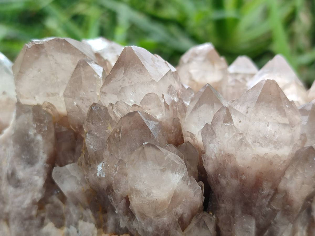 Natural Smokey Phantom Quartz Clusters x 2 From Luena, Congo - Toprock Gemstones and Minerals 