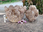 Natural Smokey Phantom Quartz Clusters x 2 From Luena, Congo - Toprock Gemstones and Minerals 
