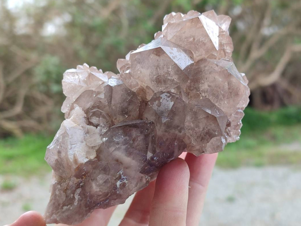 Natural Smokey Phantom Quartz Clusters x 2 From Luena, Congo - Toprock Gemstones and Minerals 