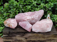Natural Cobbed Rose Quartz Specimens x 4 From Northern Cape, South Africa