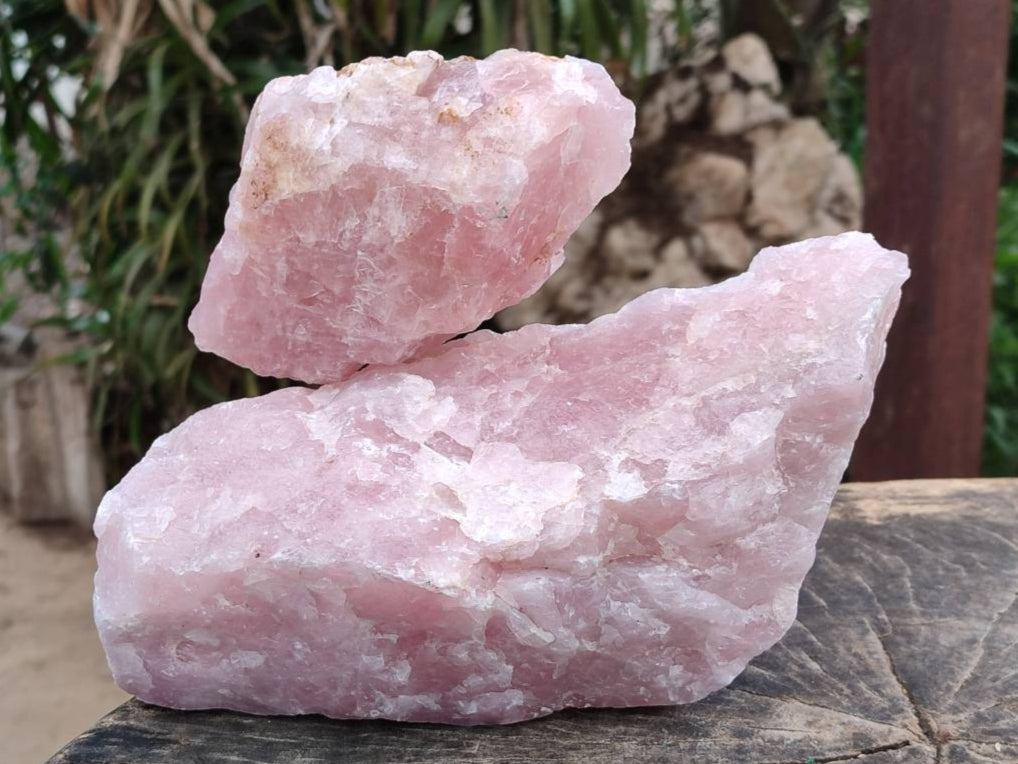 Natural Cobbed Rose Quartz Specimens x 4 From Northern Cape, South Africa - Toprock Gemstones and Minerals 