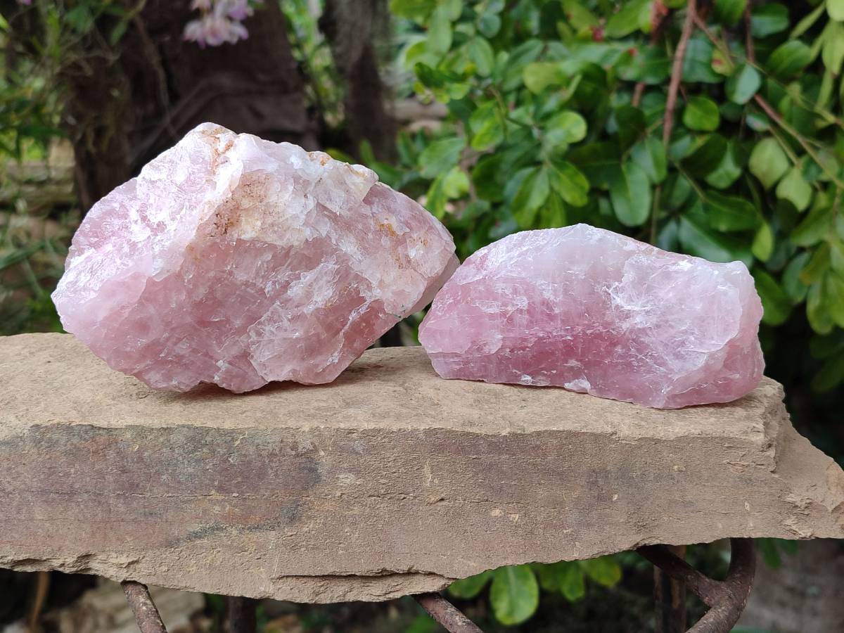 Natural Cobbed Rose Quartz Specimens x 4 From Northern Cape, South Africa - Toprock Gemstones and Minerals 