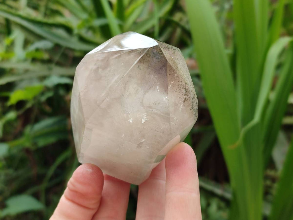Polished Smokey Window Quartz Crystals x 2 From Madagascar - Toprock Gemstones and Minerals 
